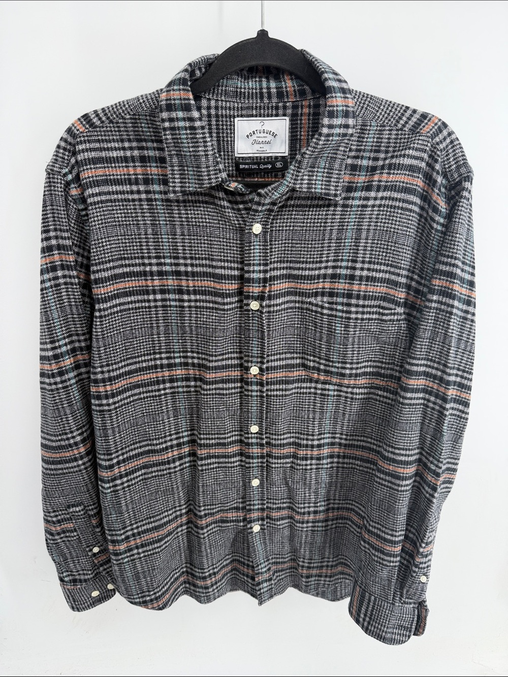 Portuguese Flannel 100% cotton plaid long sleeve button up shirt sz XL